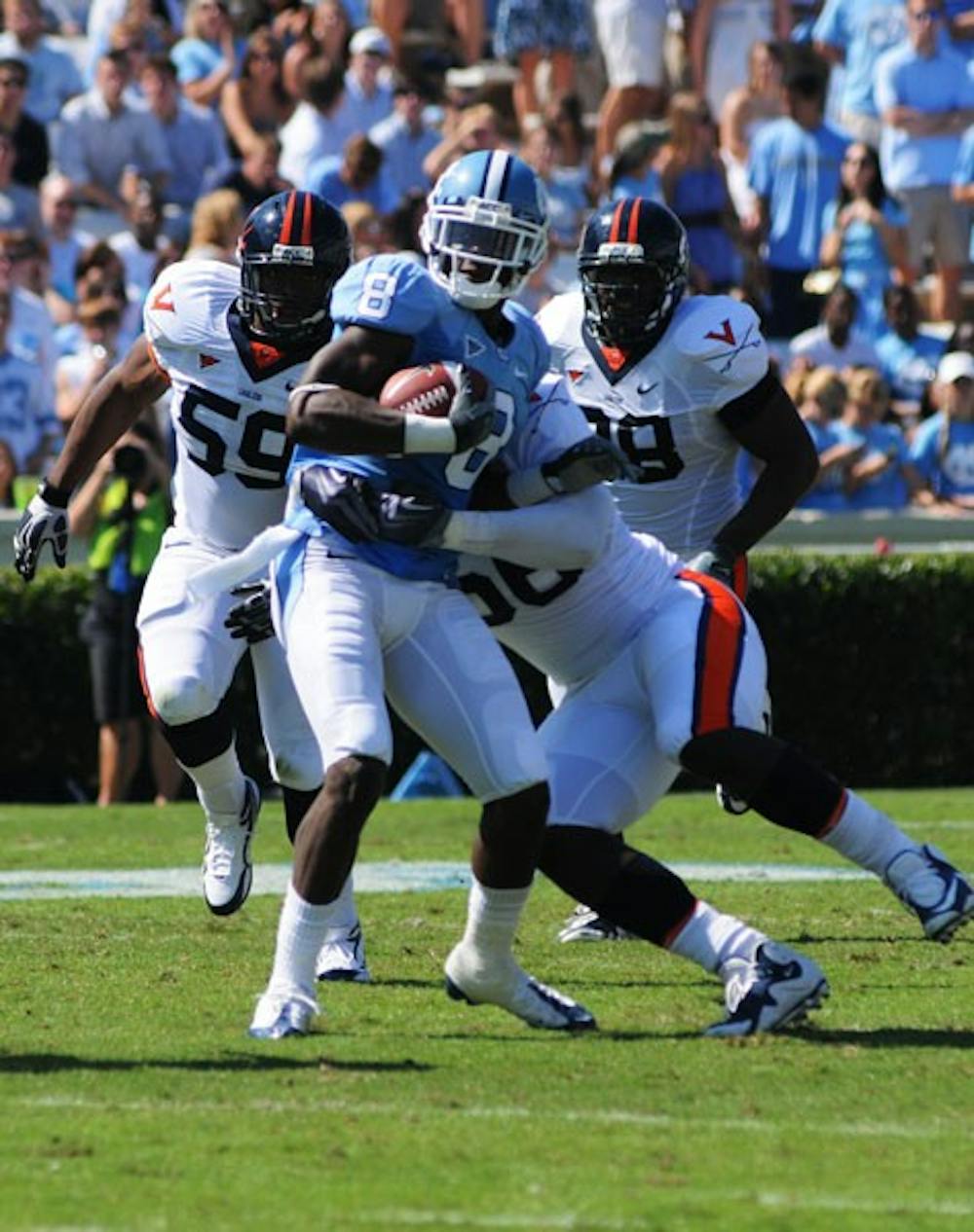 Greg Little leads North Carolina with 25 receptions, but the Tar Heels are still lacking in offense. DTH File/Andrew Dye