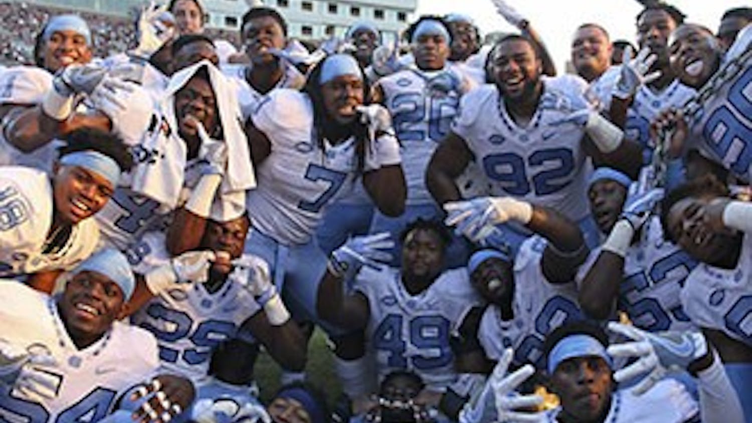 The UNC football team poses for a picture after its victory over Florida State in Tallahassee on Oct. 1.