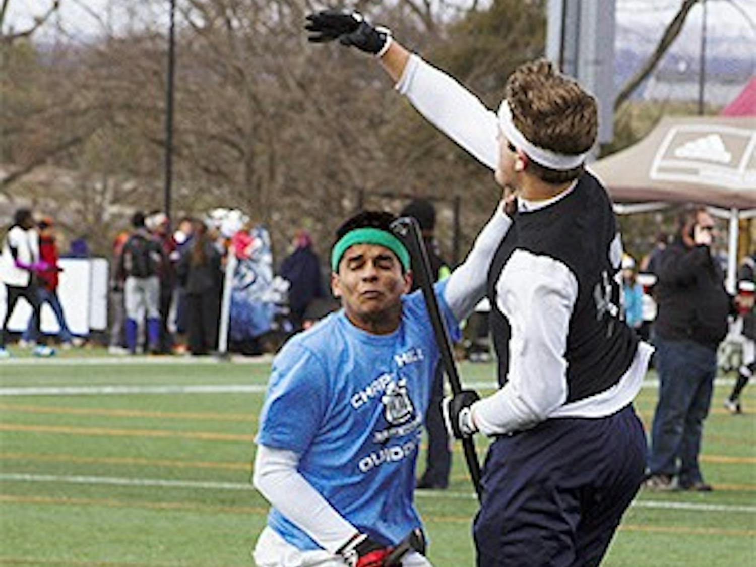 UNC Quidditch junior and co-captain Amit Katyayan plays in the Mid-Atlantic regionals tournament. Photo courtesy of Dani Palmer.
