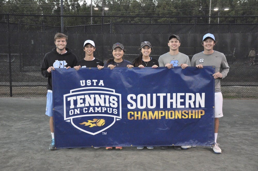 The UNC club tennis team will be playing in the 2017 USTA Tennis On Campus National Championship on April13-15.&nbsp;Photo Courtesy of Sarah French.