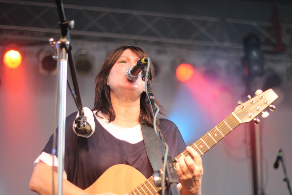 	<p>Kim Deal of The Breeders performs at Raleigh City Plaza as part of the 2013 Hopscotch Music Festival.</p>