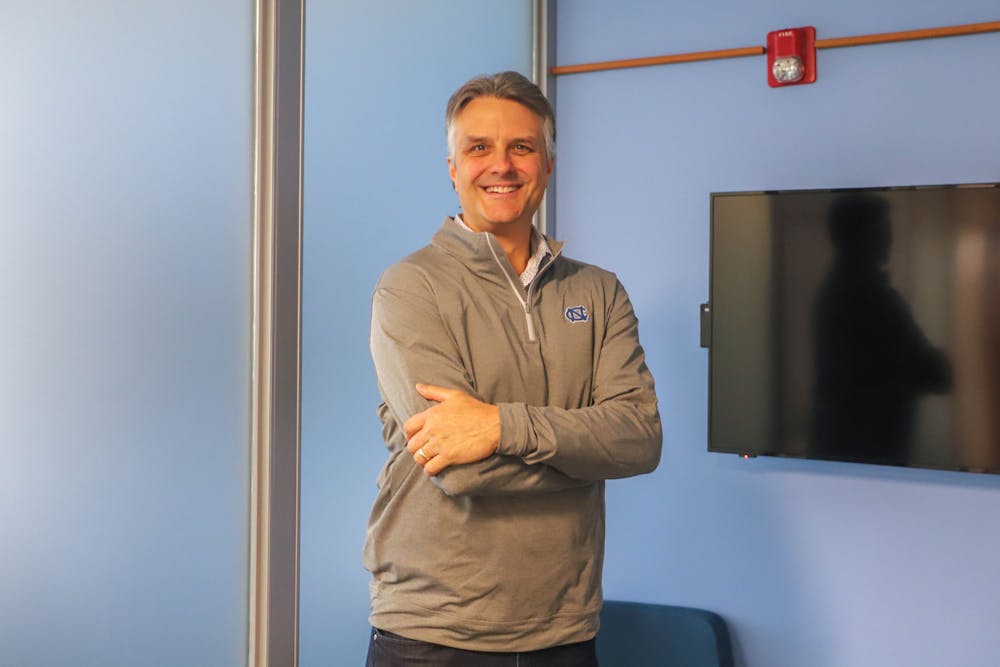 Bob Dieterle, the Managing Director for First in Venture Studio in Digital Health at the Eshelman Institute, is pictured on Feb. 20, 2023, in the Eshelman Institute Suite in Beard Hall.