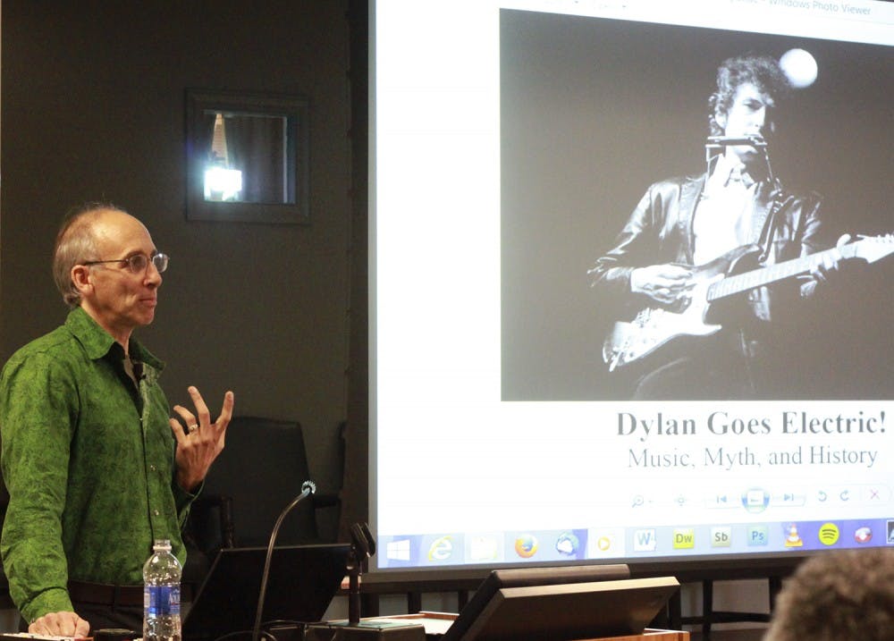 Elijah Wald presents his book on Bob Dylan and the culture, politics, history, and stories of American folk and rock music, "Dylan Goes Electric! Music, Myth and History," in Wilson Library.