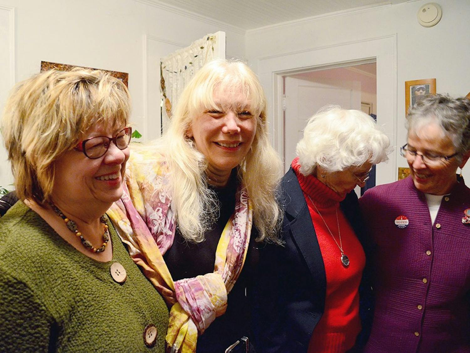 	Randy Haven-Odonnell (second from left) celebrates her win in the Carrboro Board of Alderman race.
