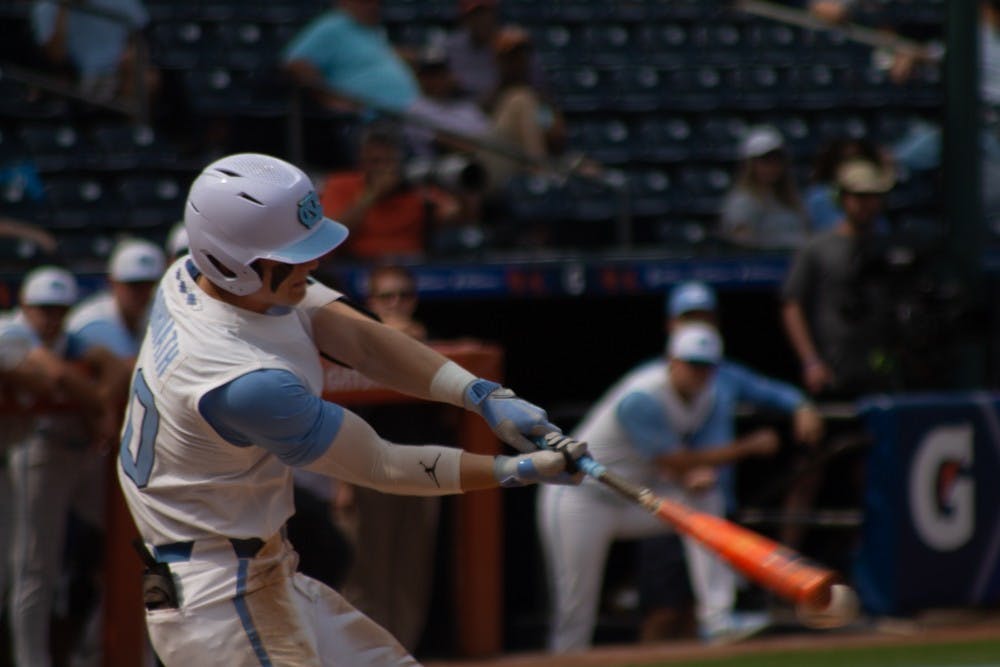 <p>Junior infielder Mac Horvath swings at a pitch during a game against Georgia Tech on Tuesday, May 23, 2023. The Tar Heels won, 11-5.</p>