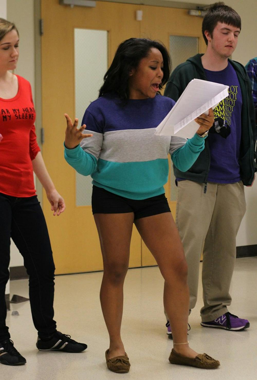 Student performer Mariah Barksdale auditions in the UNC Student Union during callbacks for Pauper Player's production of Avenue Q.