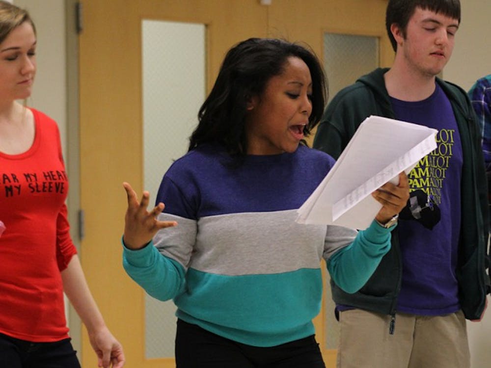 Student performer Mariah Barksdale auditions in the UNC Student Union during callbacks for Pauper Player's production of Avenue Q.