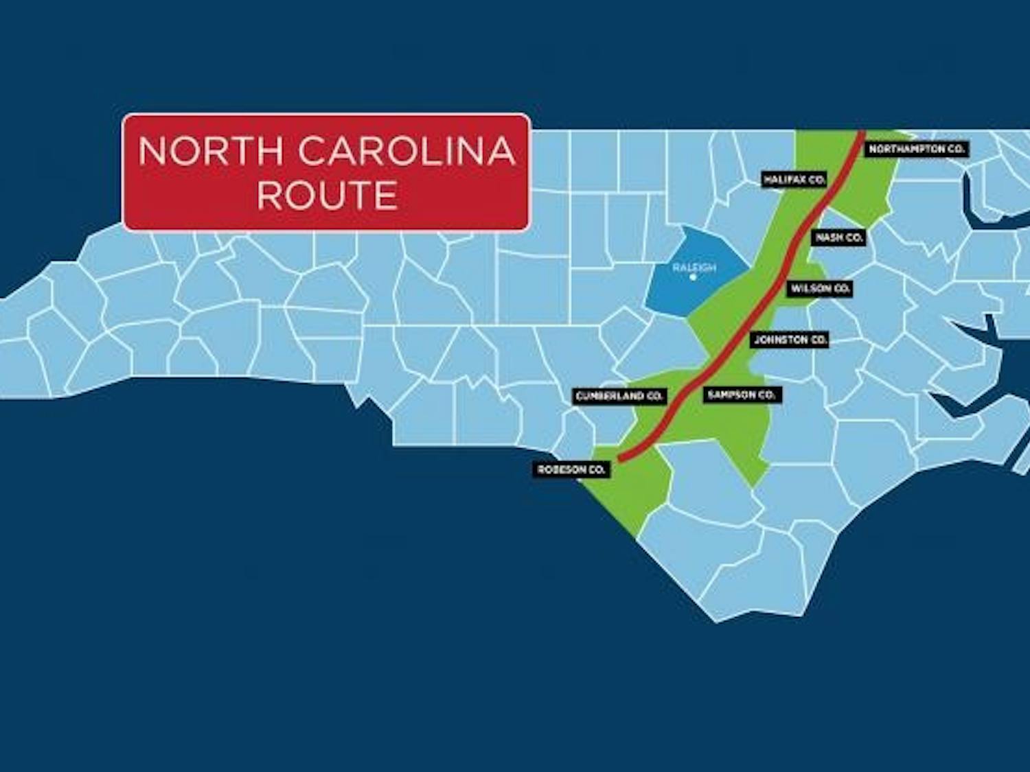 The Atlantic Coast Pipeline will cross through several North Carolina counties. Photo courtesy of N.C. DEQ