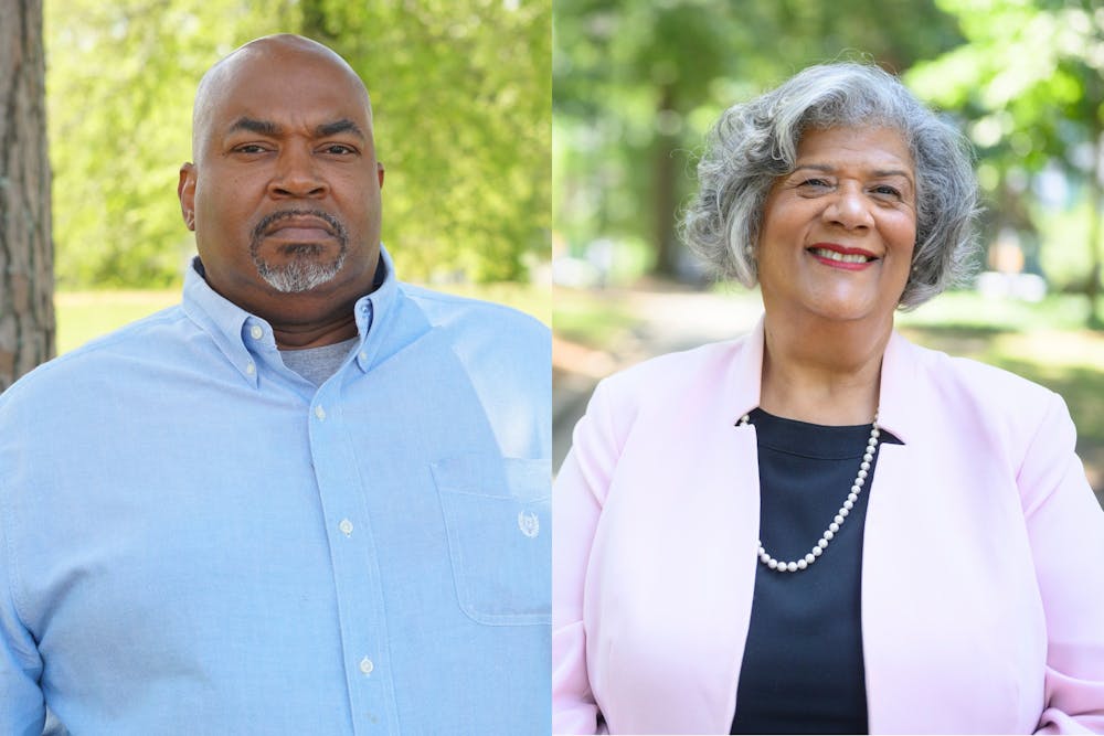 <p>Businessman Mark Robinson (left), Republican, and state representative Yvonne Lewis Holley, Democrat, are the candidates running for N.C. lieutenant governor. Photos courtesy of Robinson and Holley.</p>