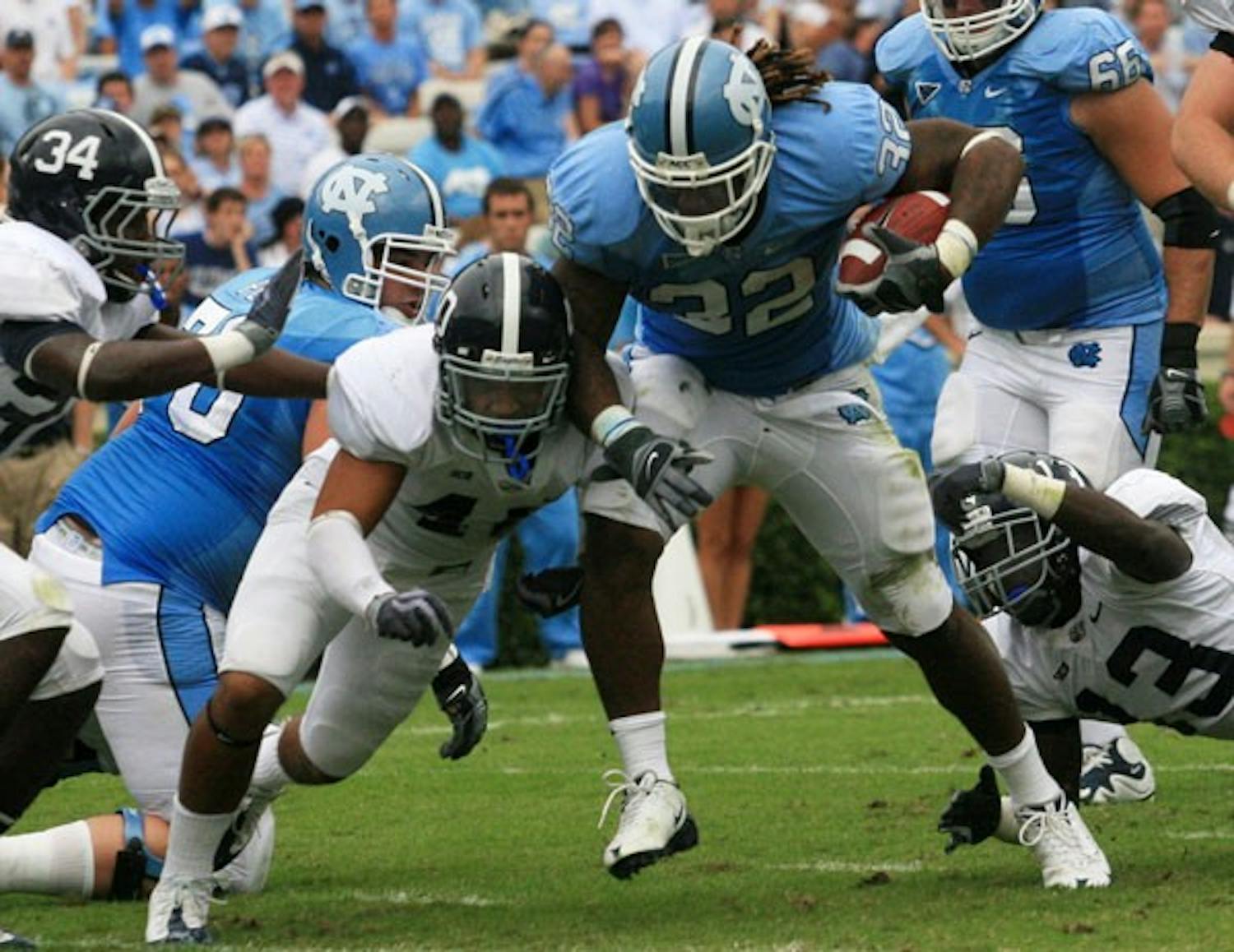 Running back Ryan Houston scored three touchdowns in the 42-12 win over Georgia Southern Saturday. DTH/Andrew Dye