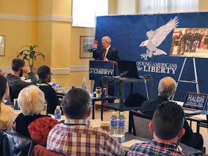 Walter Jones (Jr.) addresses a crowd during the 2015 state conference for Young Americans for Liberty. Photo by Zach Walker.

 