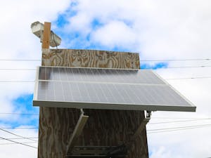 A solar panel installed nearby Rosemary Street in Chapel Hill, NC.