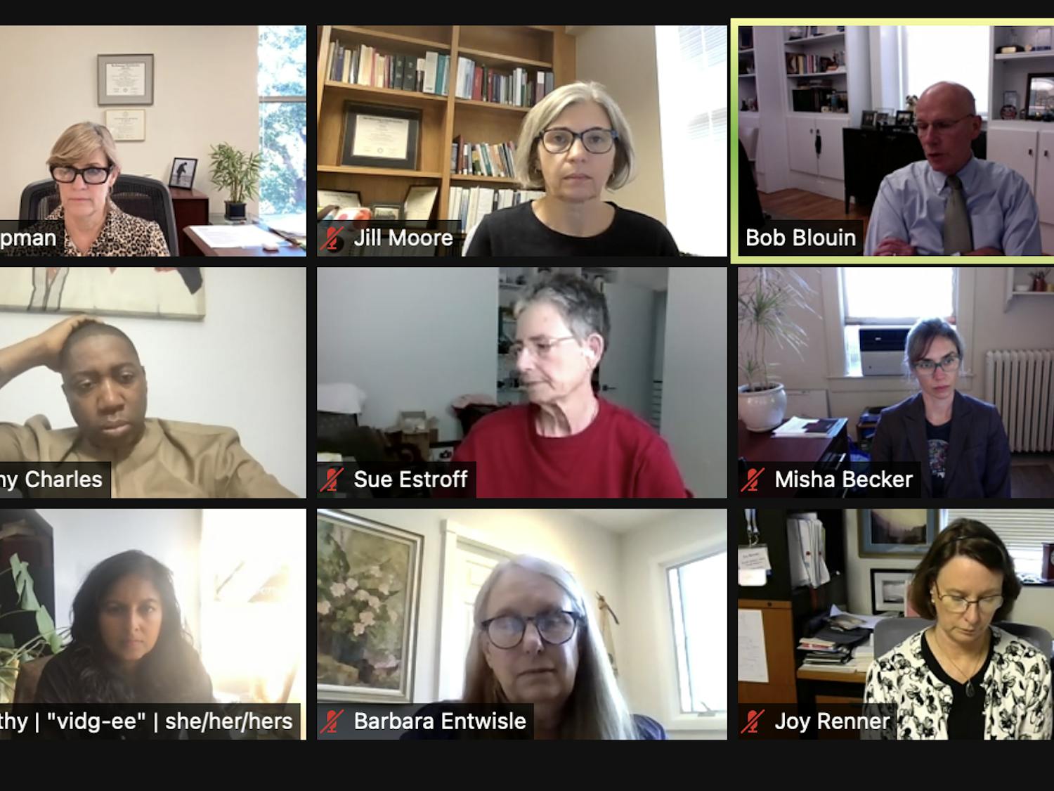 The Faculty Executive Committee meets via Zoom on Sept. 27. 