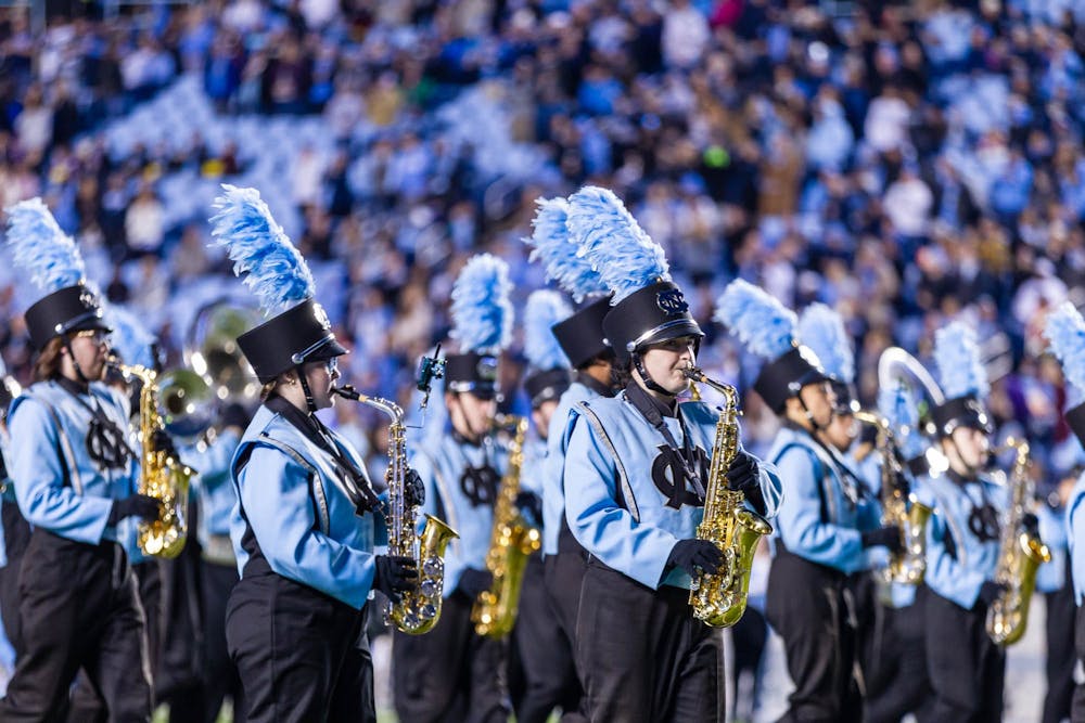 The Marching Tar Heels perform before the football game against Georgia Tech on Saturday, Nov. 19, 2022, in Kenan Stadium. UNC fell to Georgia Tech 21-17.