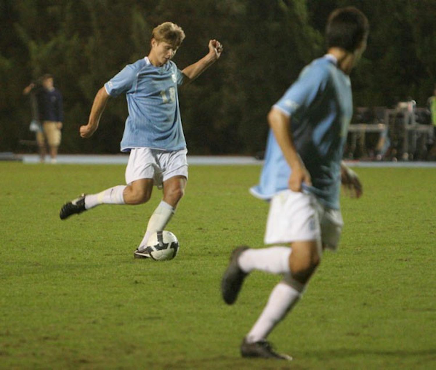 Kirk Urso (18) and Dustin McCarty set the tone for North Carolina’s win against Campbell. DTH/Sam Ward