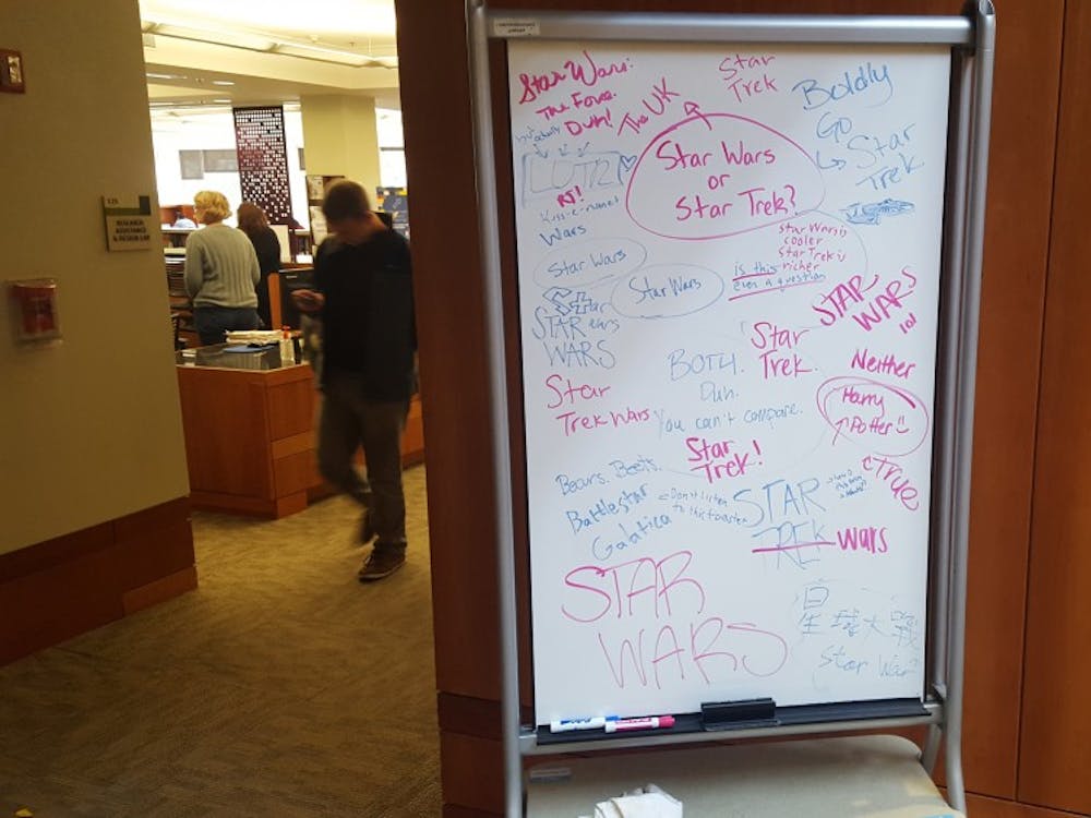 The Undergraduate Library's whiteboard was having a less popular day Tuesday.