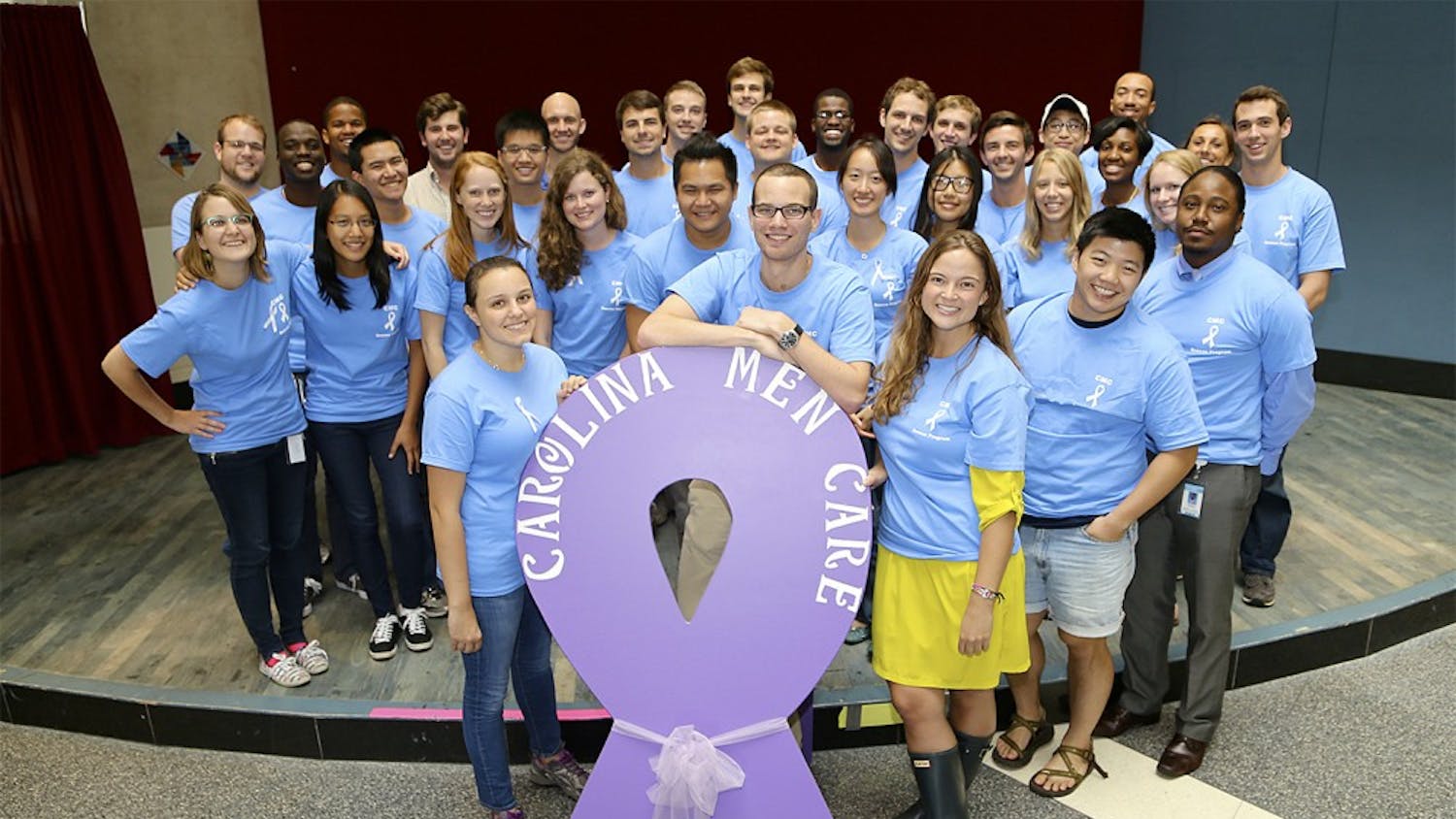 UNC School of Medicine students show their support for Carolina Men Care and its mission to increase the discussion on interpersonal violence. Courtesy of Graham Mulvaney.