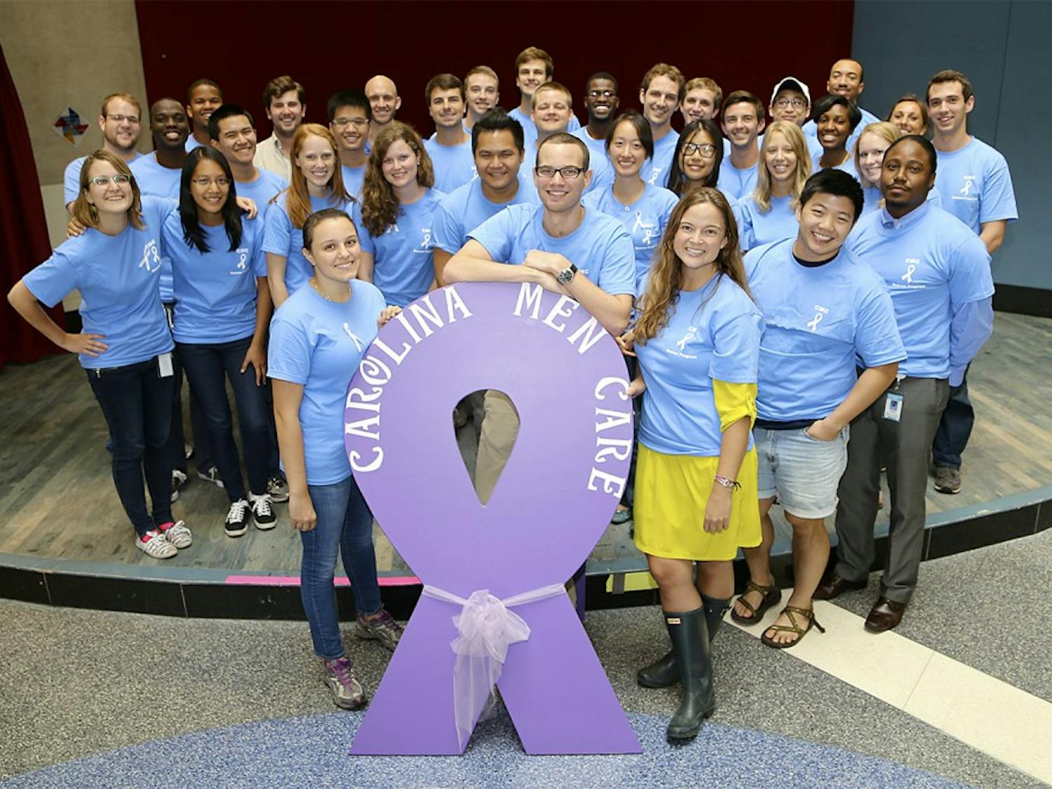 UNC School of Medicine students show their support for Carolina Men Care and its mission to increase the discussion on interpersonal violence. Courtesy of Graham Mulvaney.