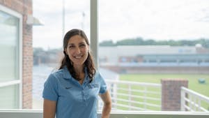 Dr. Jeni Shannon, director of the Carolina Athletics Mental Health and Performance Psychology Program (AMP), poses for a portrait in her office in the McCaskill Soccer Center on Monday, June 20, 2022