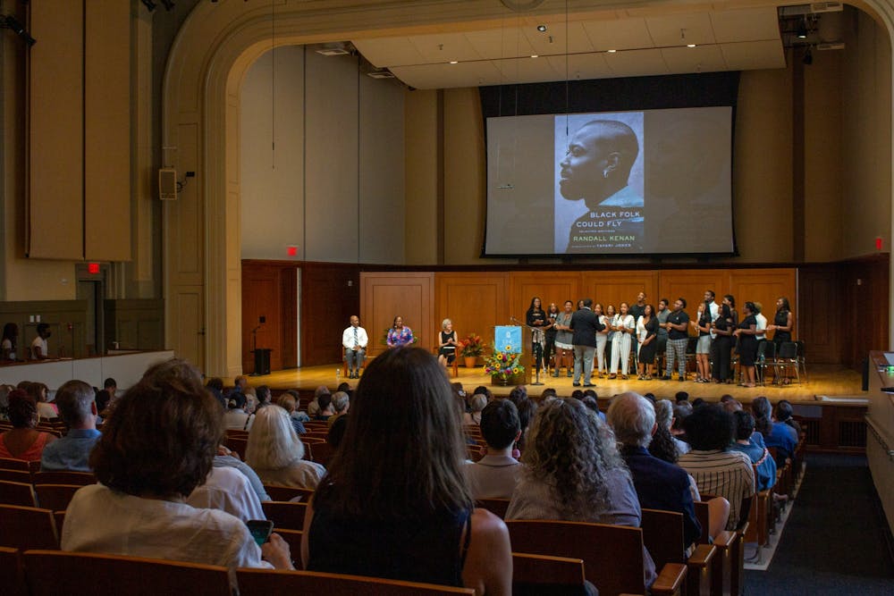 <p>UNC Voices of Praise Gospel Choir performs "Everybody Clap Your Hands" at the Black Folk Could Fly event in Hill Hall on Sunday, Sept. 11, 2022.</p>