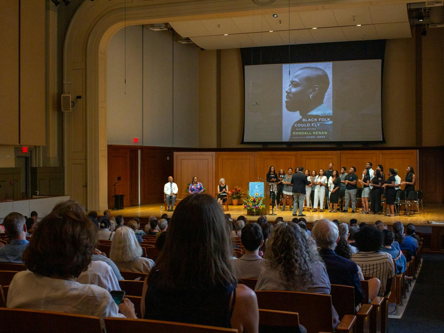 UNC Voices of Praise Gospel Choir performs "Everybody Clap Your Hands" at the Black Folk Could Fly event in Hill Hall on Sunday, Sept. 11, 2022.