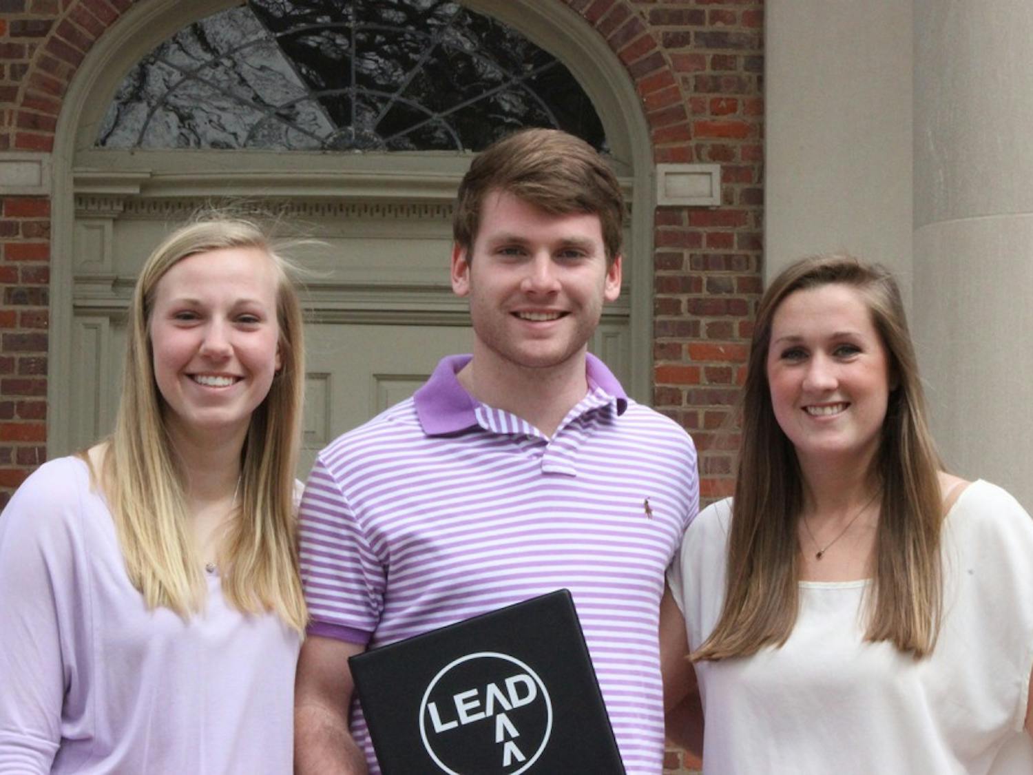 Sydney Browder, a freshman biology major from Rocky Mount, Eric Blaser, a junior business major from Burlington, and Kate Gray, a senior Psychology and French double major from Rocky Mount, meet each week with others for the new club LEAD. Gray says she started LEAD to encourage and facilitate students, especially freshmen, in meeting their longterm professional and personal needs.