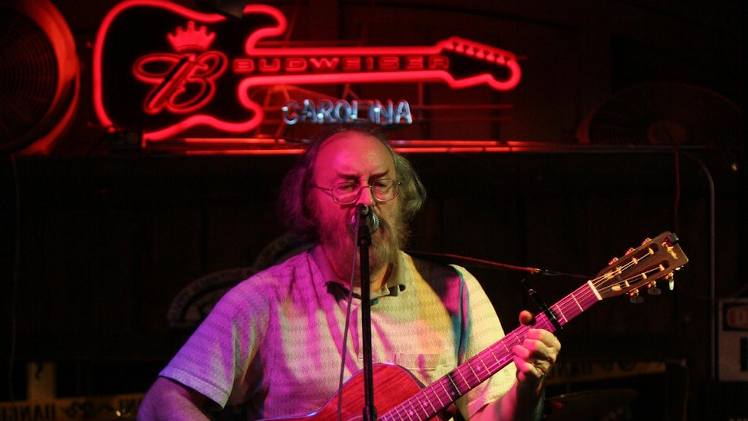 Whit Price plays a short set at Tuesday night’s Open Mic with Bill West,  a new feature at Katy at the Bayou in Hillsborough. Previously known as the Blue Bayou Club, the new bar plans to expand its entertainmen