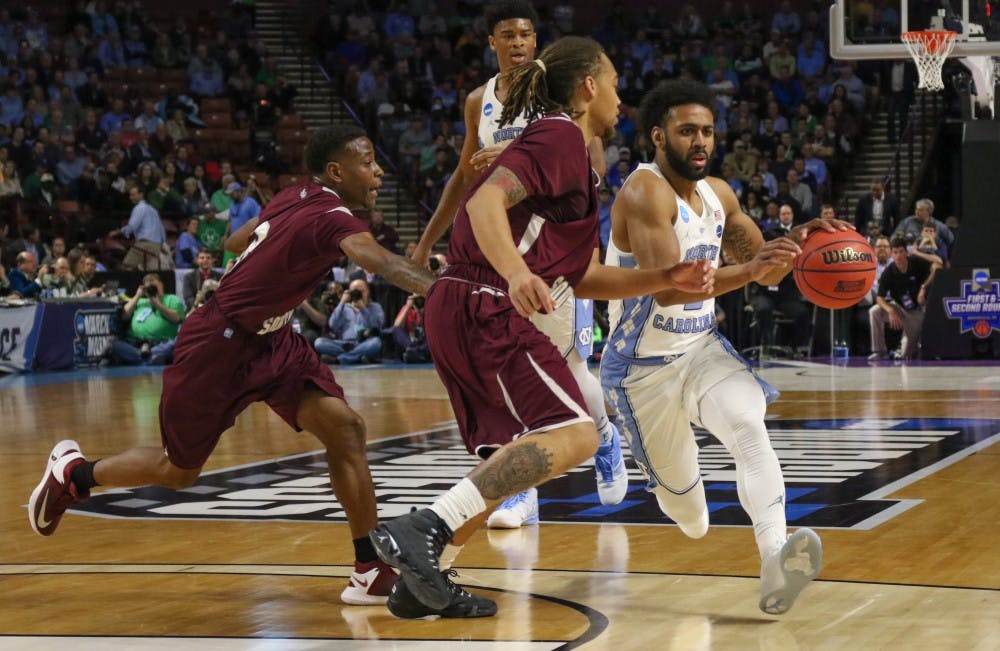 North Carolina guard Joel Berry (2) drives in against Texas Southern in the first round of the NCAA Tournament in Greenville on Friday.