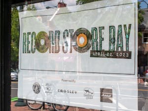 A flyer for “Record Store Day” hangs outside of Schoolkids Records in Chapel Hill on Tuesday, April 25, 2023.