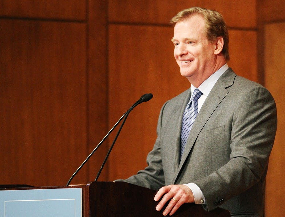 NFL commissioner Roger Goodell came to UNC's campus as a guest speaker at the annual Carl Blythe Lecture hosted by the the Department of Exercise and Sport Science. Goodell spoke about concussions and football safety before answering questions from the audience.