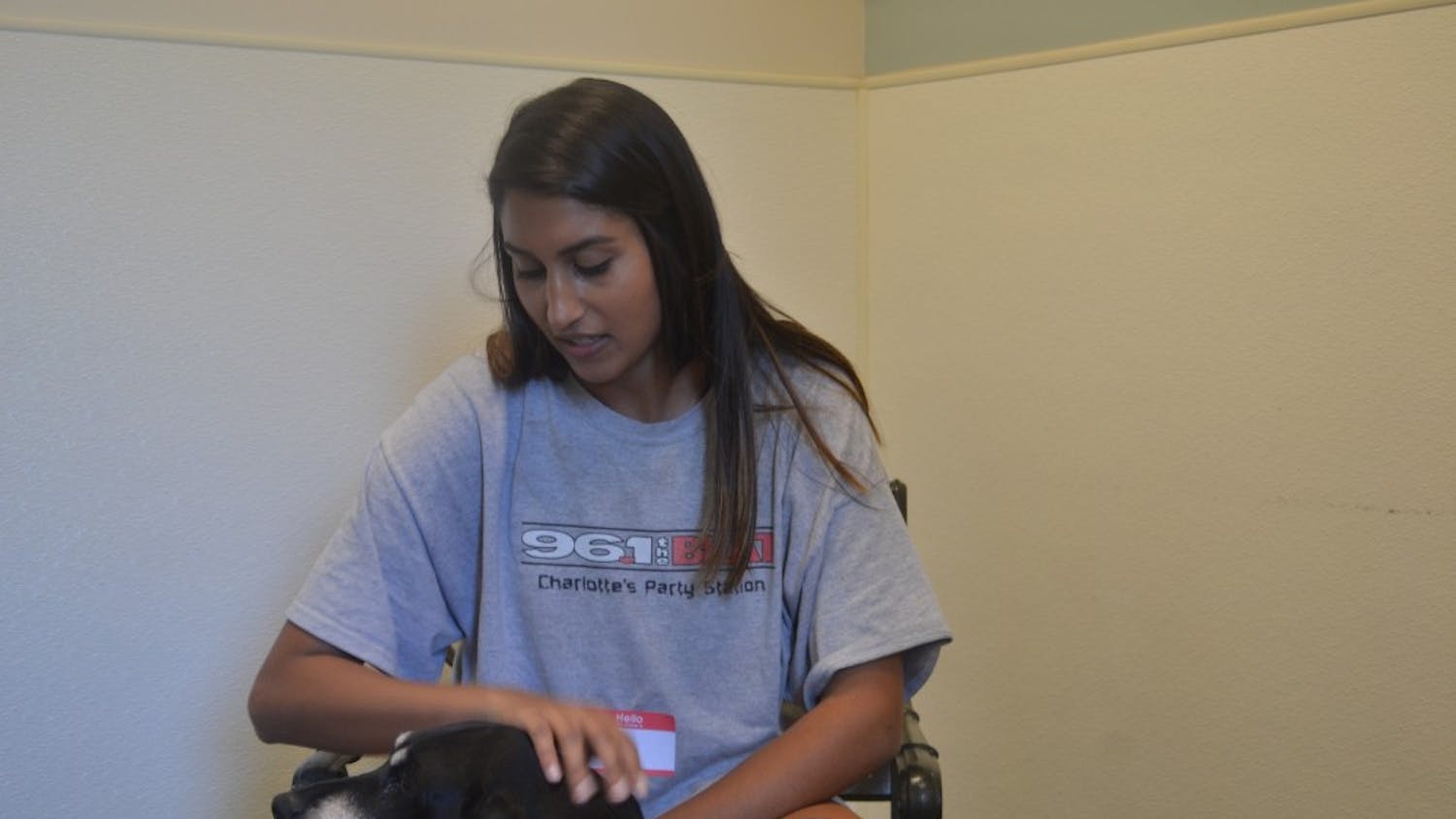 Juhi Patel, a senior computer science major at UNC, volunteers twice a week at the Orange County Animal Services in Chapel Hill.&nbsp;