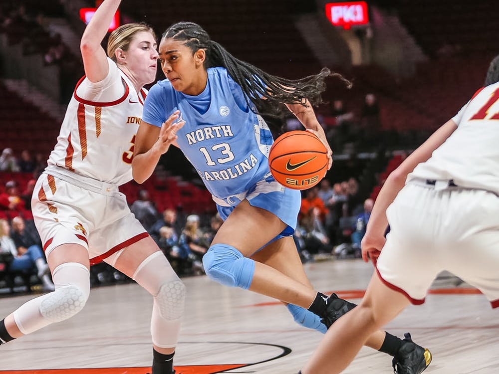 UNC redshirt first-year guard/forward Teonni Key (13) dribbles the ball down the court during the women's basketball game against Iowa State at the Phill Knight Invitational in Portland, Ore. on Sunday, Nov. 27, 2022. UNC beat Iowa State 73-64.Photo Courtesy of UNC Athletic Communications.