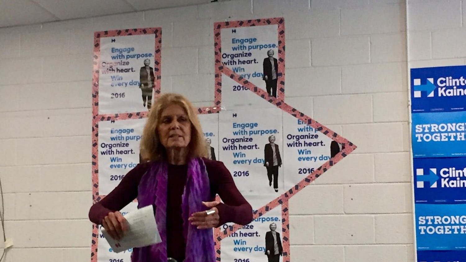 Gloria Steinem spoke in Carrboro to campaign for Hilary Clinton.&nbsp;