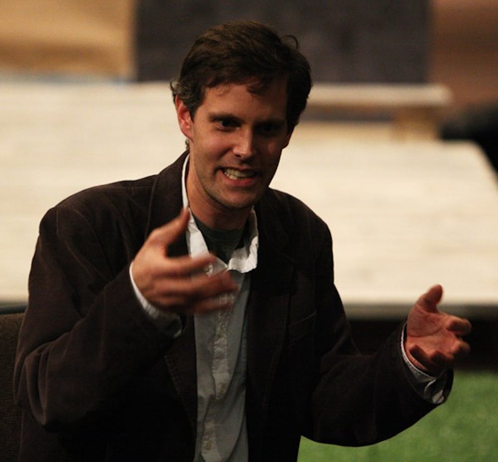 Davis McCallum, director of the upcoming production “All My Sons,” speaks Wednesday.  DTH/Shar Narne Flowers