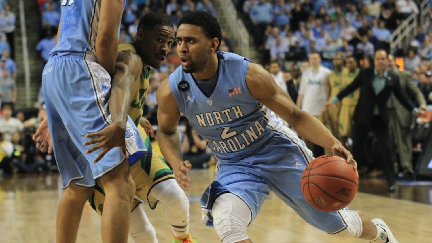 North Carolina freshman Joel Berry (2) drives the ball down court. Berry played 16 minutes and scored seven points.