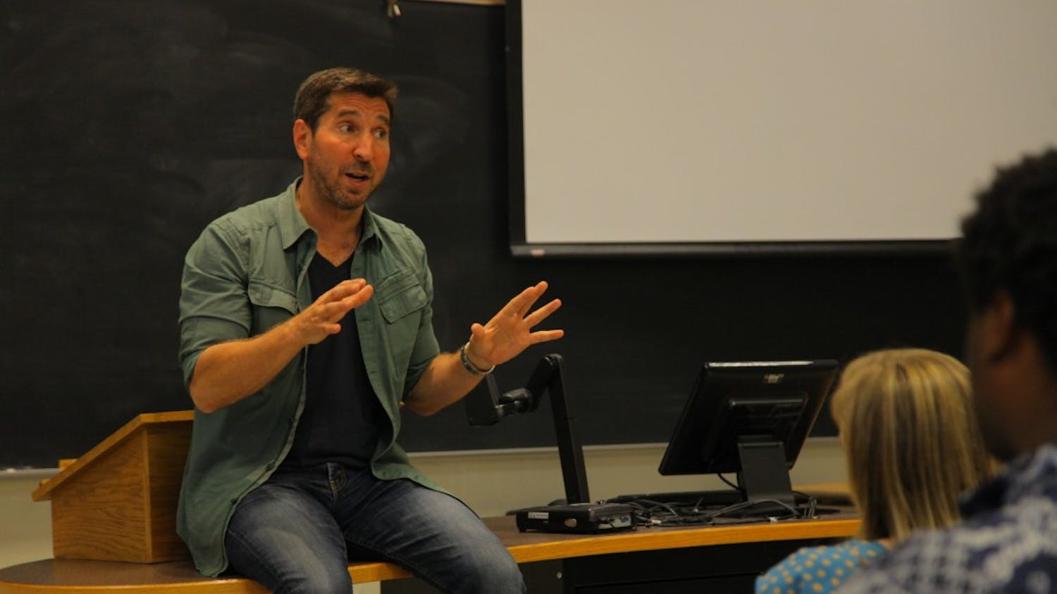 UNC alumnus Anthony Tambakis talked to students about life as a professional screenwriter Wednesday.&nbsp;