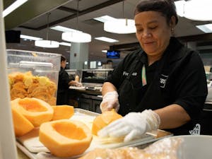 Francisca Ventura is in charge of cleaning and placing all the watermelons and melons in Lenoir Dining Hall, but her favorite part of her job is the students. She says that she has never had trouble with any student and she misses them when they graduate.