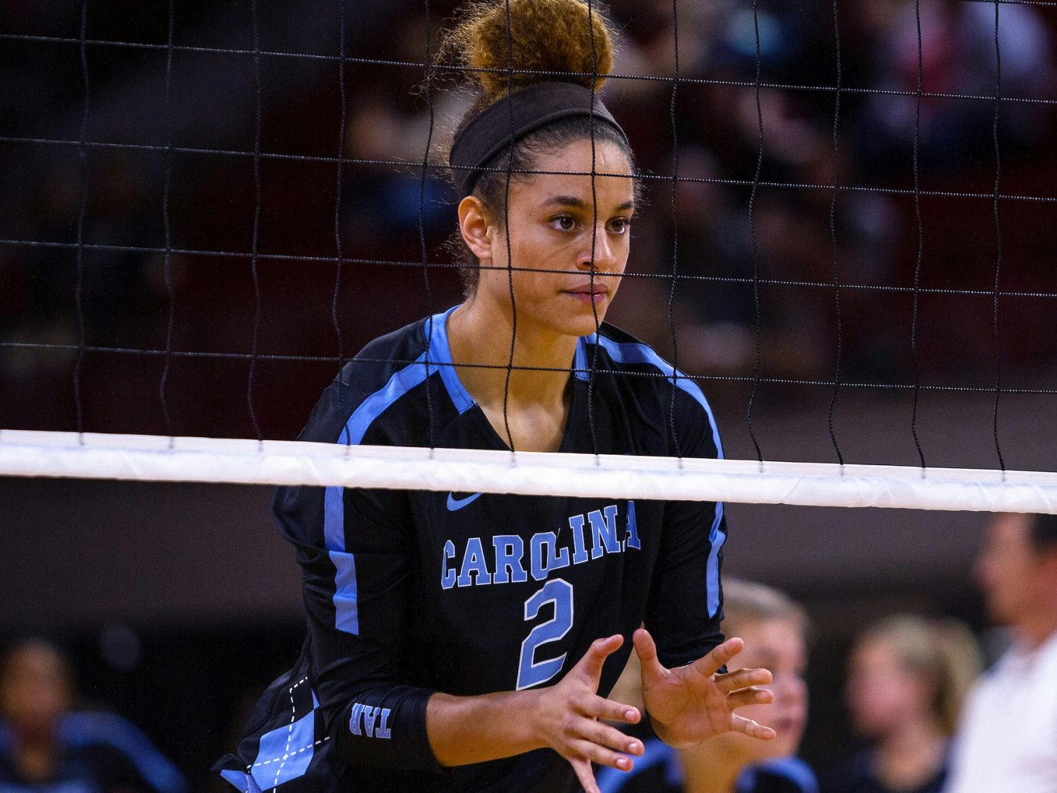UNC sophomore volleyball player Carly Peck at a previous game. Photo courtesy of UNC Athletic Communications.