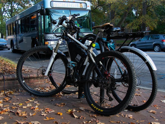 Bikes are pictured on Frankin Street on Tuesday, Nov. 1, 2022.