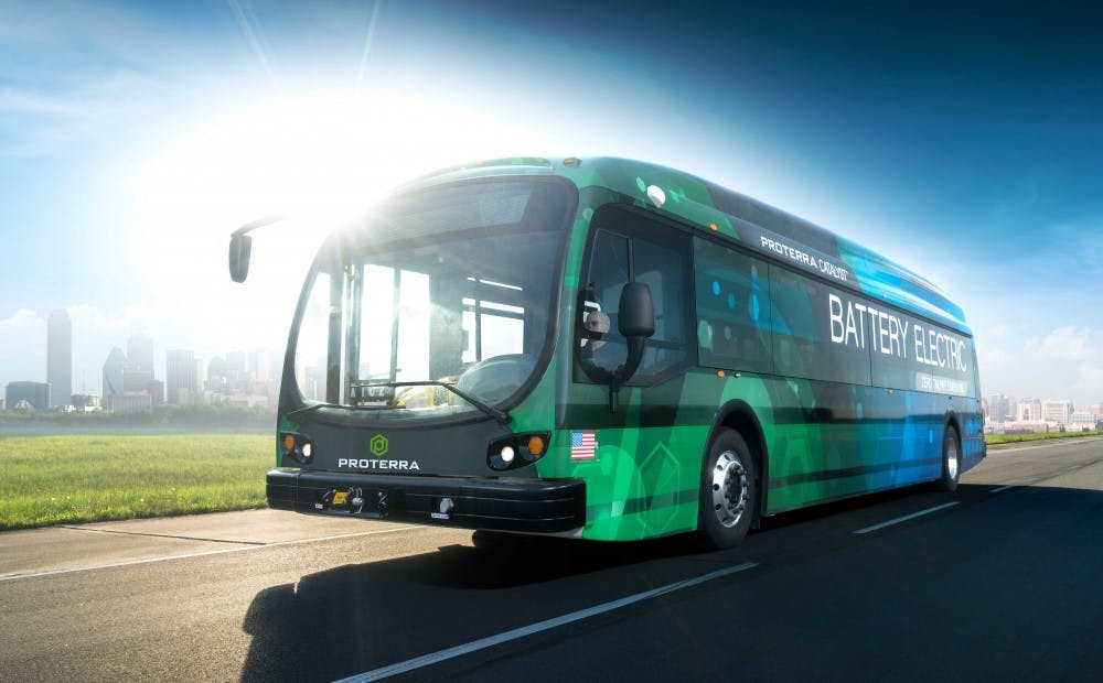 <p>GoTriangle is looking into purchasing Proterra’s low-emission buses if they receive a federal grant for electric vehicles. Photo courtesy of Proterra.&nbsp;</p>