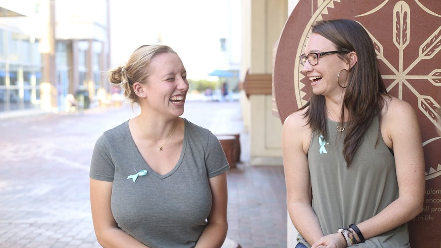 Emma Johnson(left) and Hannah Petersen(right) were interviewed on their project "Our Story" event where survivors of sexual assault talk about their experiences.