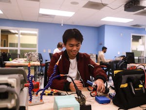 UNC senior Christopher Nguyen, a Bio-Medical Engineering major, is pictured in Phillips Hall working on modifying toys through Carolina Adapts Toys for Children on Tuesday, October 4th, 2022.