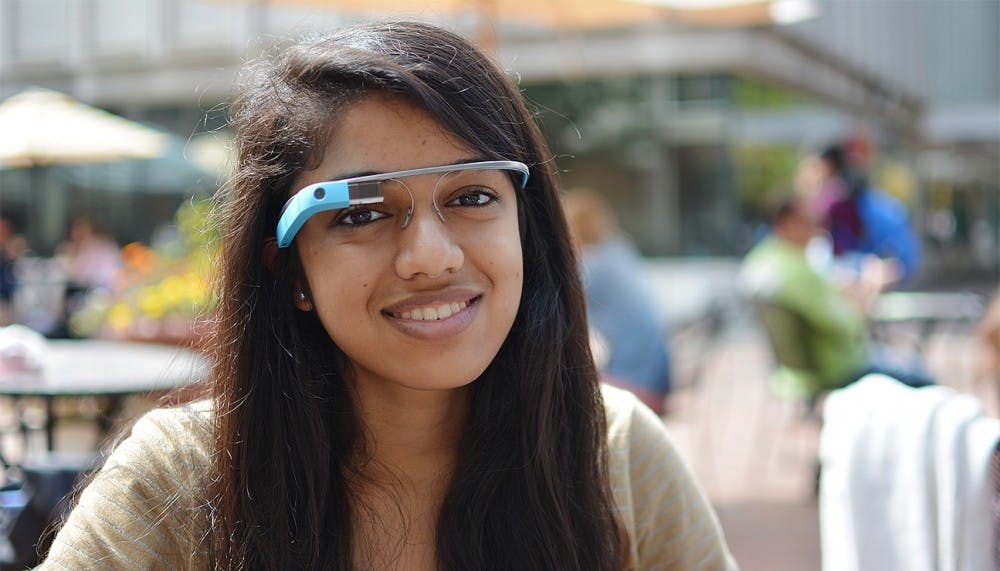 	Pranati Panuganti, a sophomore biology major, sports her Google Glass.