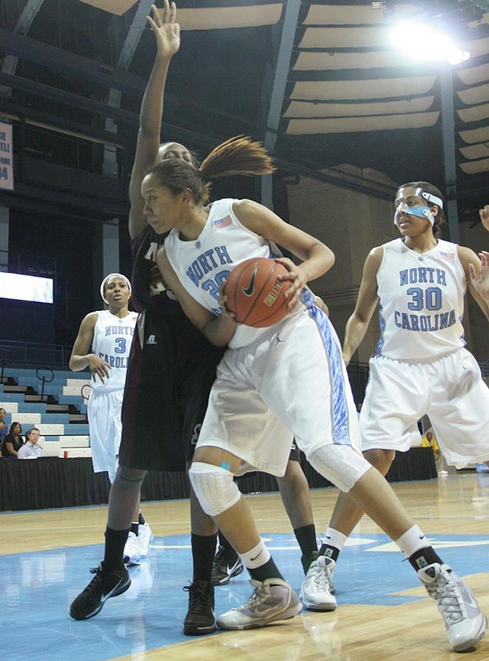 Sophomore Chay Shegog attempts a shot in the second half of UNC’s game against N.C. Central. DTH/Rachel Will