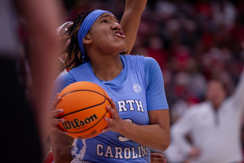 <p>UNC junior guard Kennedy Todd-Williams (3) shoots the ball during the game against Ohio State in the second round of the NCAA Women's Basketball Tournament at the Schottenstein Center in Columbus, Ohio on Monday, March 20, 2023.</p>