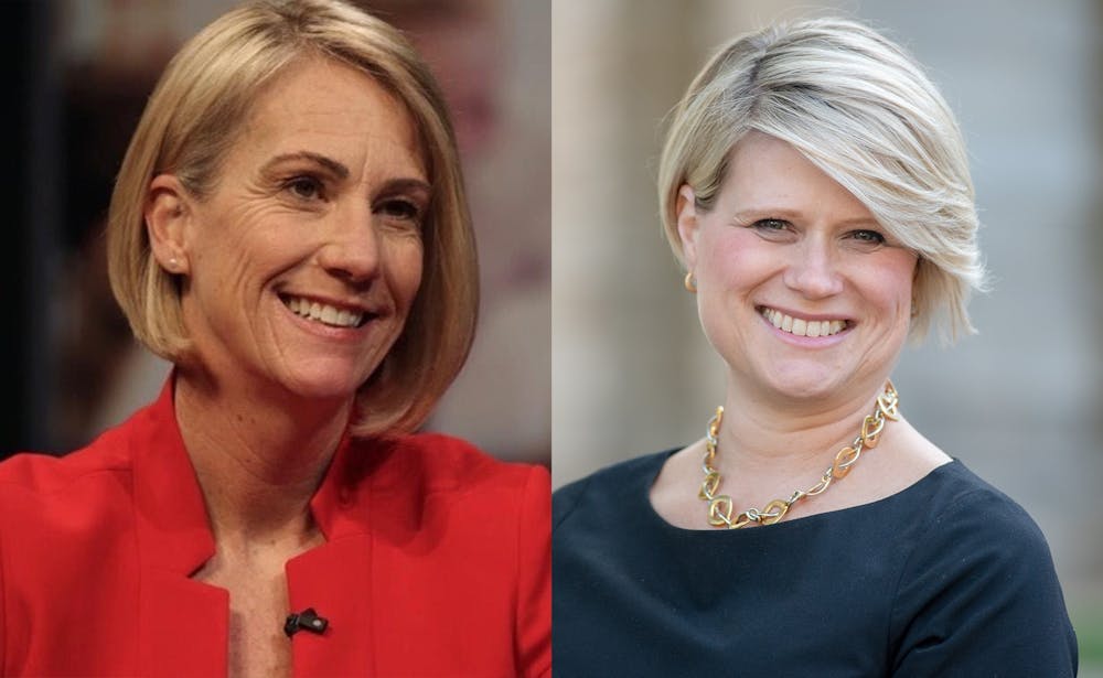 <p>Jen Mangrum (left) and Catherine Truitt (right) are the two candidates for the new State Superintendent of Public Instruction. Mangrum, the Democratic candidate, is an associate professor at UNC-Greensboro’s School of Education and Catherine Truitt, the Republican candidate, is the chancellor at Western Governors University North Carolina.</p>