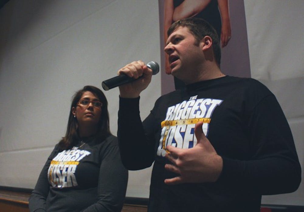 Heba Salama and Ed Brantley, finalists from the reality show, “The Biggest Loser,” visit UNC's campus. DTH/Mary Lide Parker