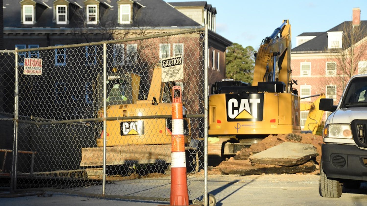 There is construction on Lenoir Drive behind Davis library.