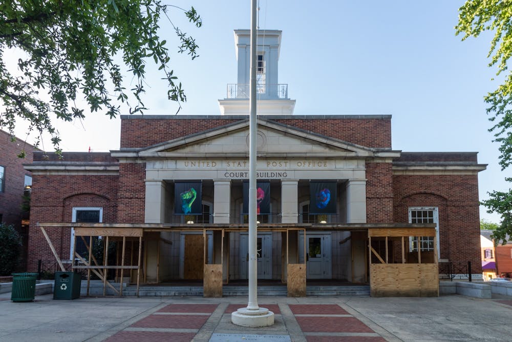 <p>Construction at the Chapel Hill Courthouse, standing on Franklin Street on Tuesday, April 18, 2023, is set to finish in a month.</p>