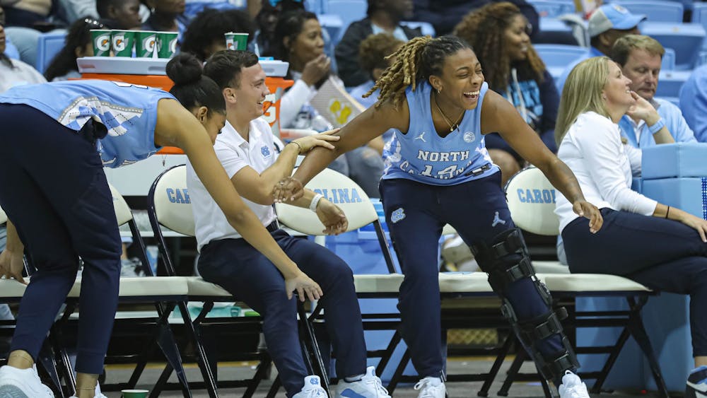 <p>Kayla McPherson pictured at Live Action with Carolina Basketball in the Dean E. Smith Center on Friday, Oct. 7, 2022.&nbsp;</p>
<p>Photo Courtesy of UNC Athletic Communications.&nbsp;</p>